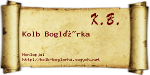 Kolb Boglárka névjegykártya